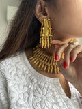 GOLD PLATED CHUNKY CHOKER SET OF CHOKER AND EARRINGS