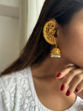 Peacock on flowers Gold Plated Earcuff